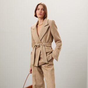 Favorite Daughter Tie Front Blazer in Tan